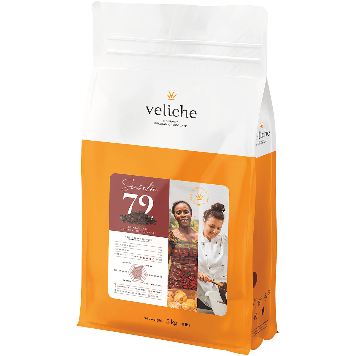 CHOCOLAT DE COUVERTURE NOIR DOT BELGE - SENSATION 72 SAC 5KG