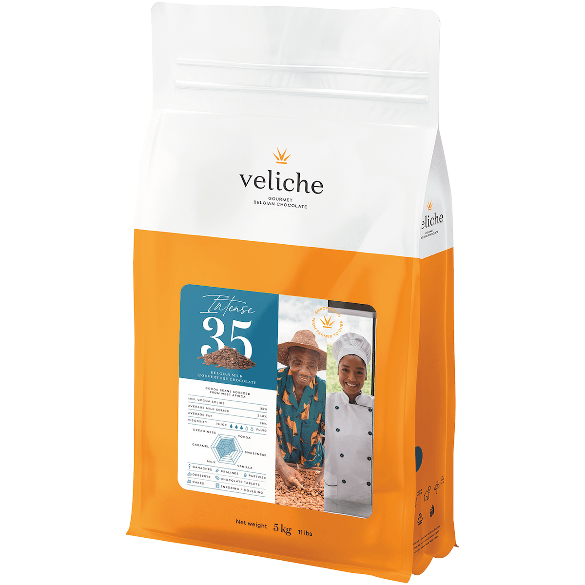 CHOCOLAT DE COUVERTURE LAIT DOT BELGE -INTENSE 35 SAC 5KG