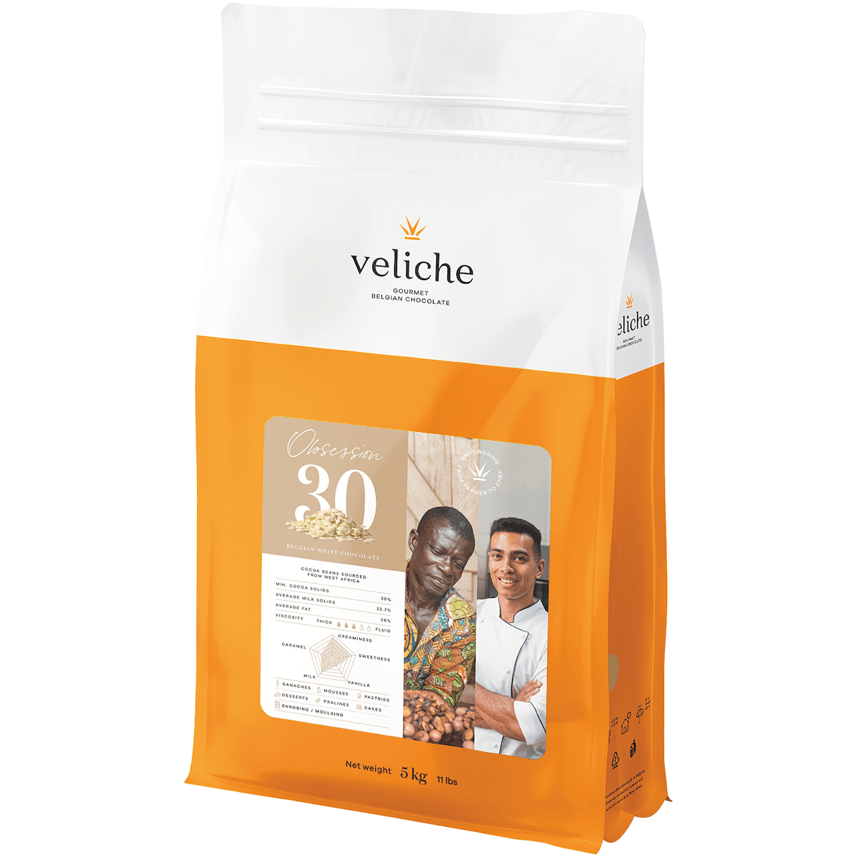CHOCOLAT DE COUVERTURE BLANC DOT BELGE  OBSSESSION 30 SAC 5KG