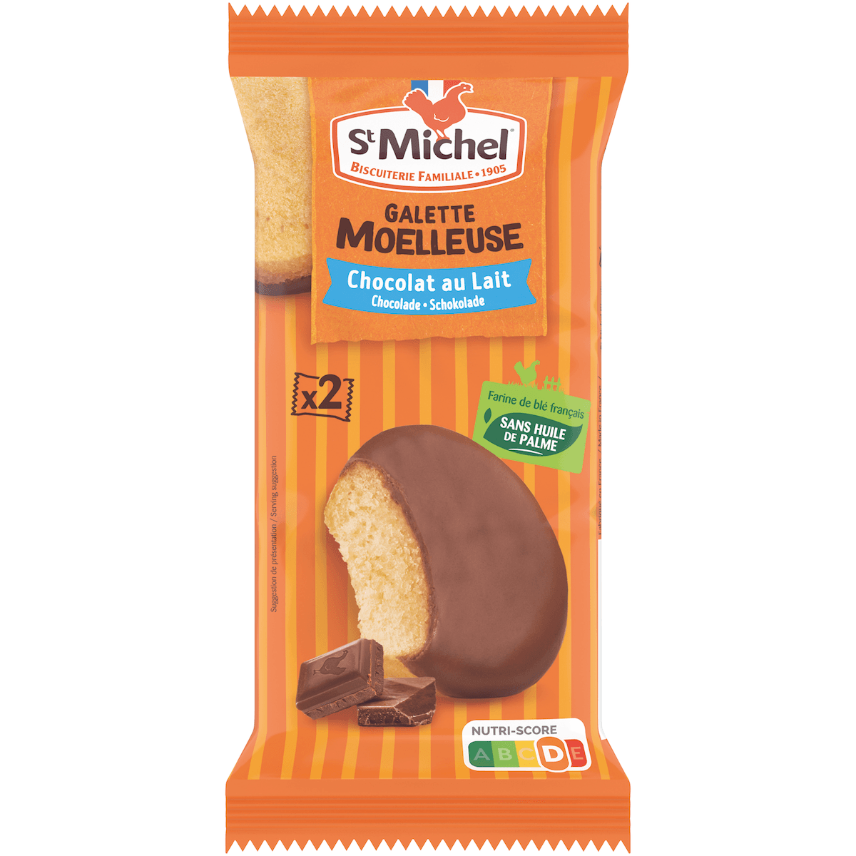 GALETTE MOELLEUSE NAPPEE CHOCOLAT - SACHET DE 2 BISCUITS - 60G