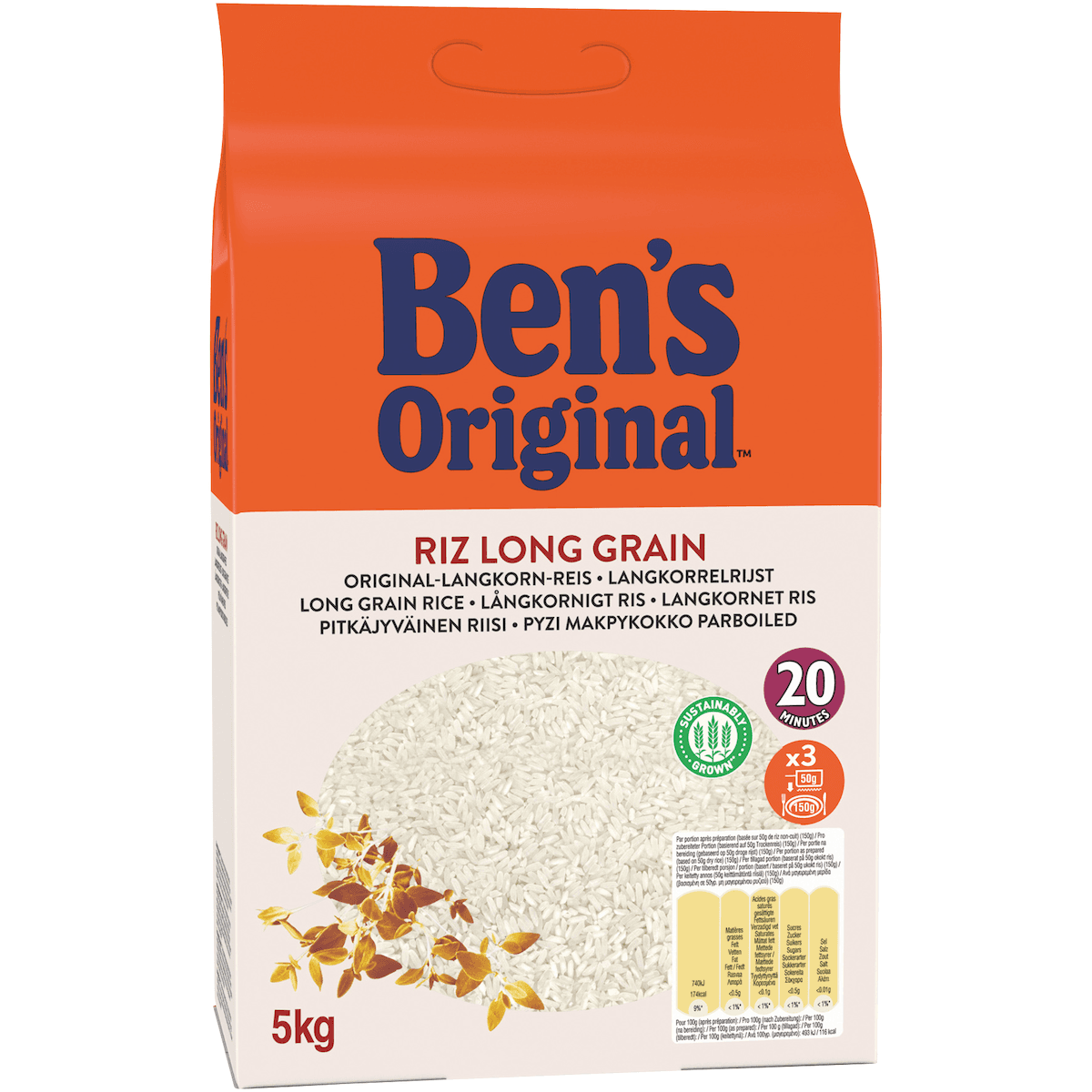 RIZ LONG GRAIN TRADITION CUISSON 20 MIN 5 KG