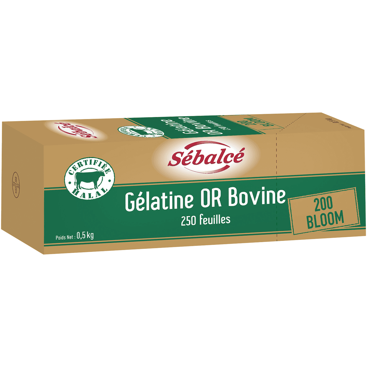 GELATINE OR BOVINE HALAL 250 FEUILLES  ETUI 500G