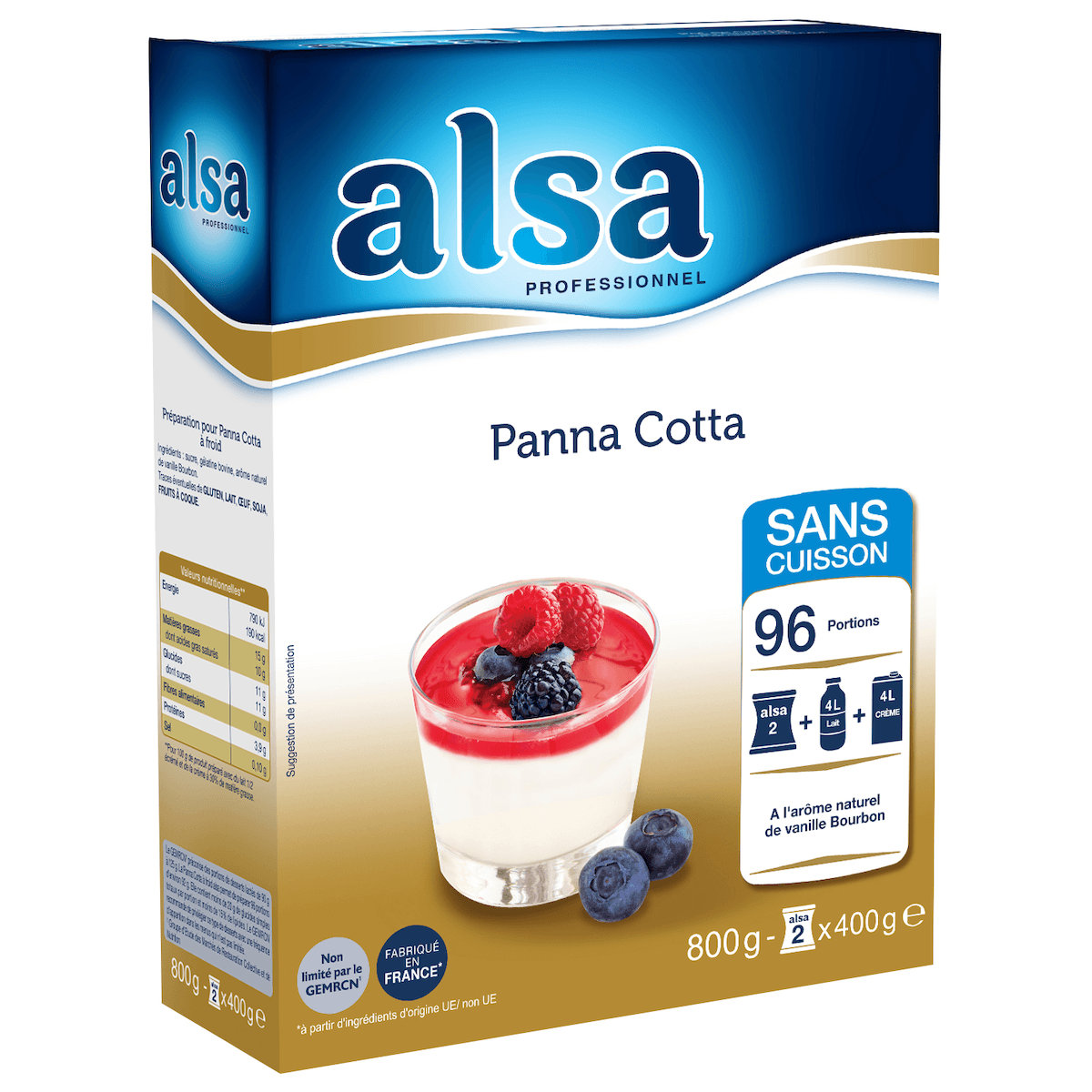 PANNA COTTA SANS CUISSON 800GR 96 PORTIONS