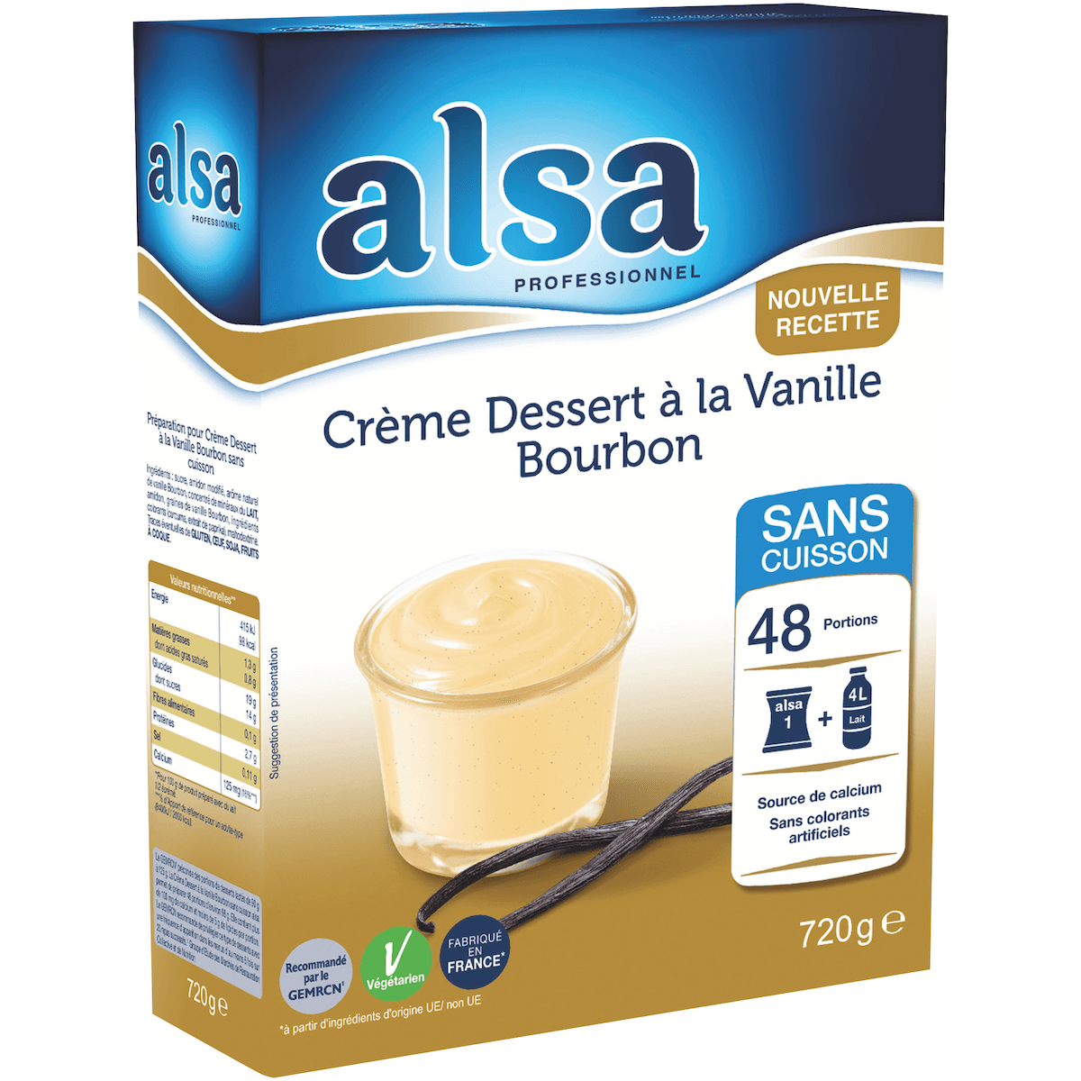 CREME DESSERT A LA VANILLE BOURBON A FROID 720GR 48 PORTIONS