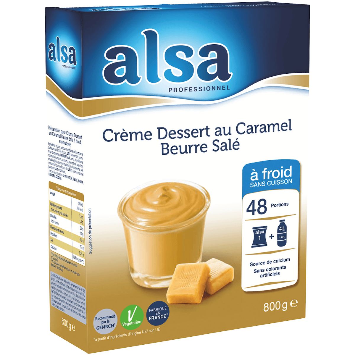 CREME DESSERT AU CARAMEL BEURRE SALE A FROID 800GR 48 PORTIONS