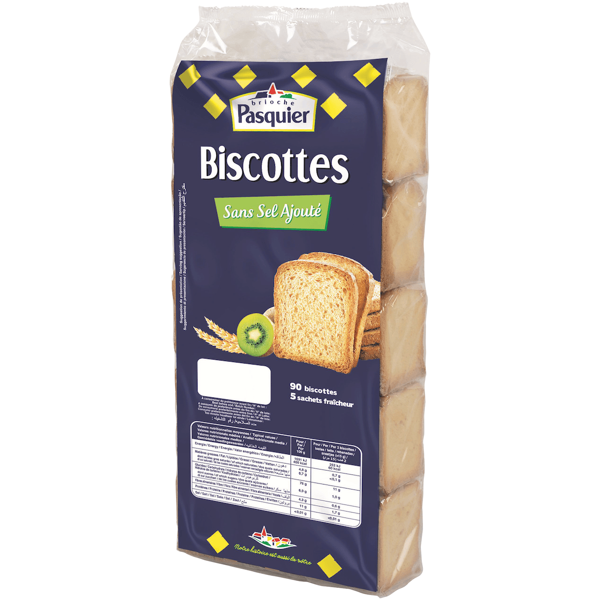 BISCOTTES FROMENT 90 TRANCHES  SANS SEL - 675G