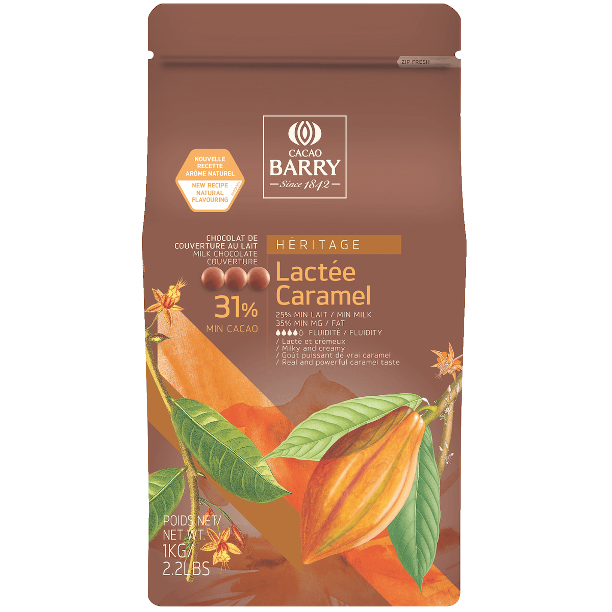 LACTEE CARAMEL (CACAO 31,1%) AU VERITABLE CARAMEL PISTOLES SAC 5KG