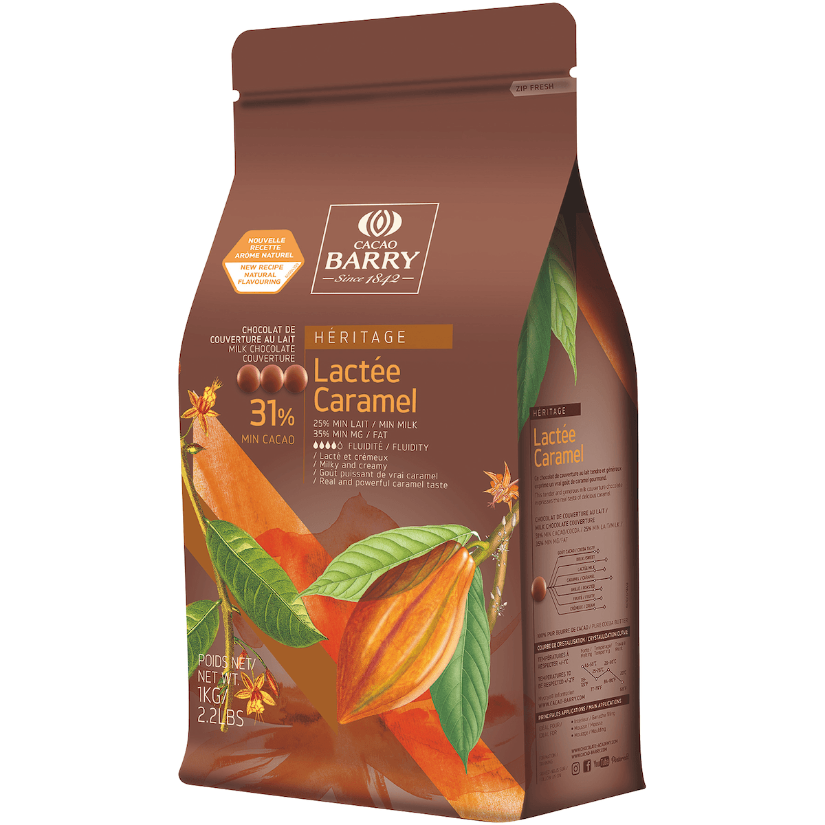LACTEE CARAMEL (CACAO 31,1%) AU VERITABLE CARAMEL PISTOLES SAC 1KG