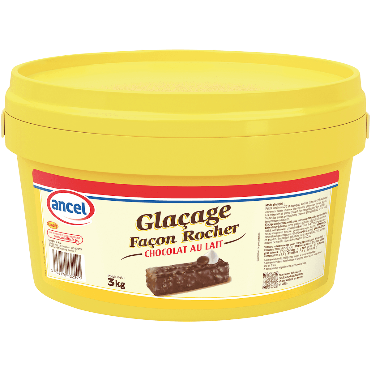 GLACAGE FACON ROCHER CHOCOLAT AU LAIT SEAU 3KG