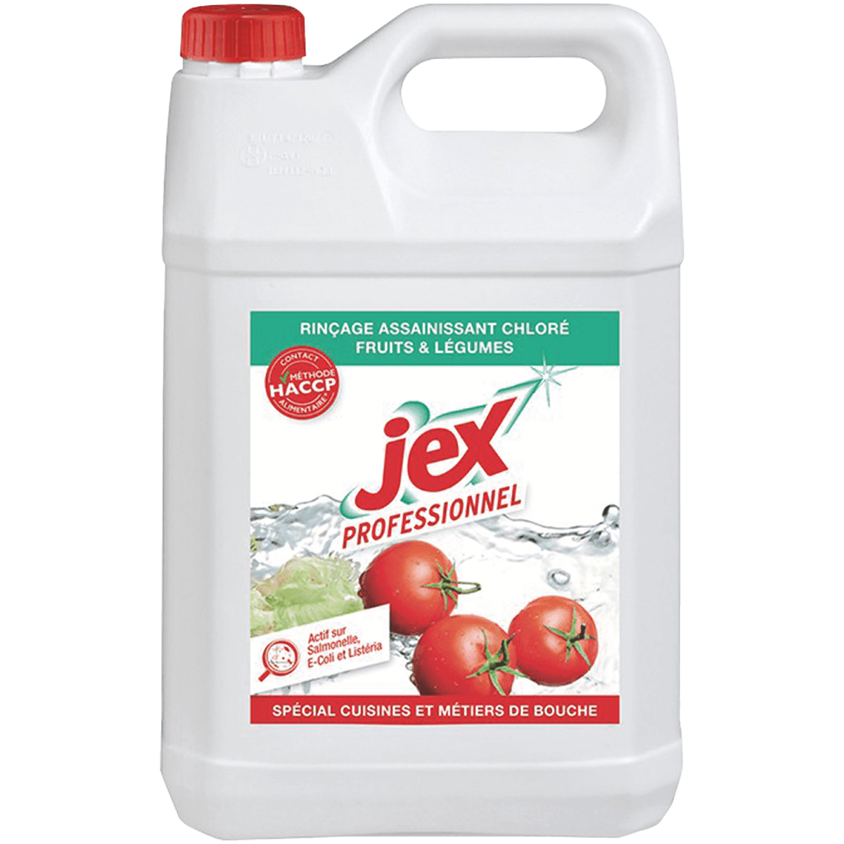 JEX PROFESSIONNEL RINÇAGE ASSAINISSANT CHLORÉ FRUITS & LÉGUMES BIDON 5 L