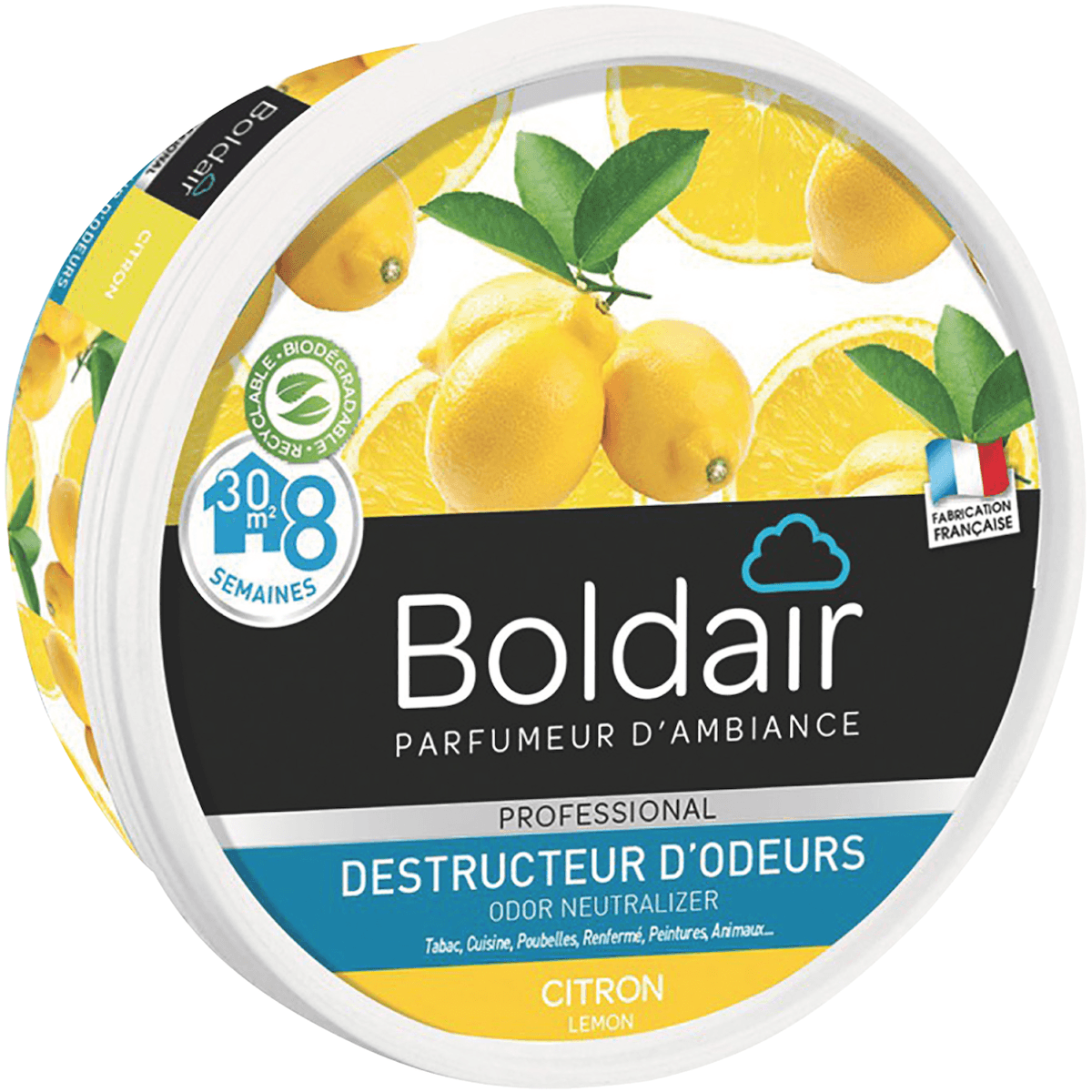 BOLDAIR GEL DESTRUCTEUR D'ODEURS CITRON UNITÉ 300 G