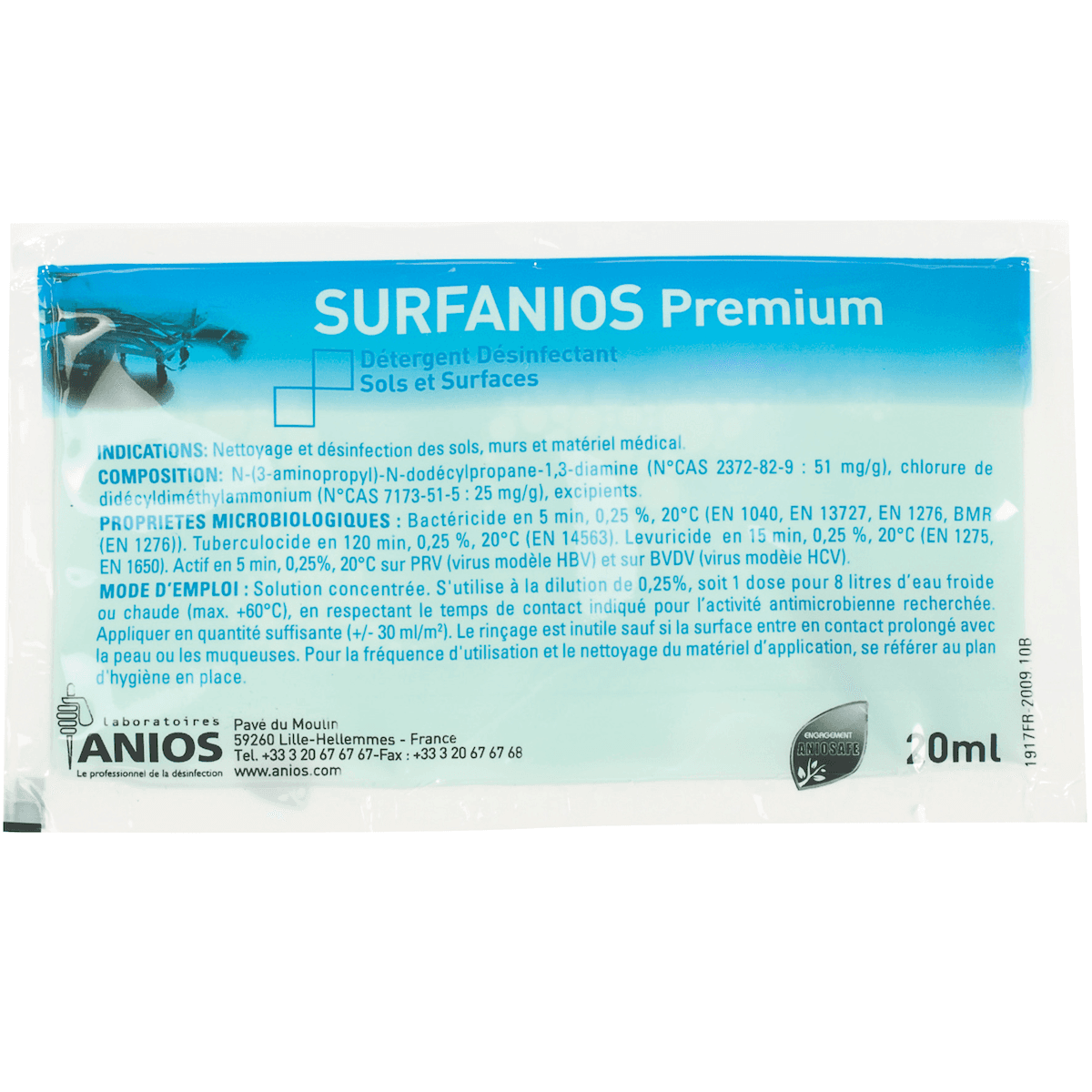 DÉTERGENT 3D EN DOSE 20ML SURFANIOS CITRON- CARTON DE 500