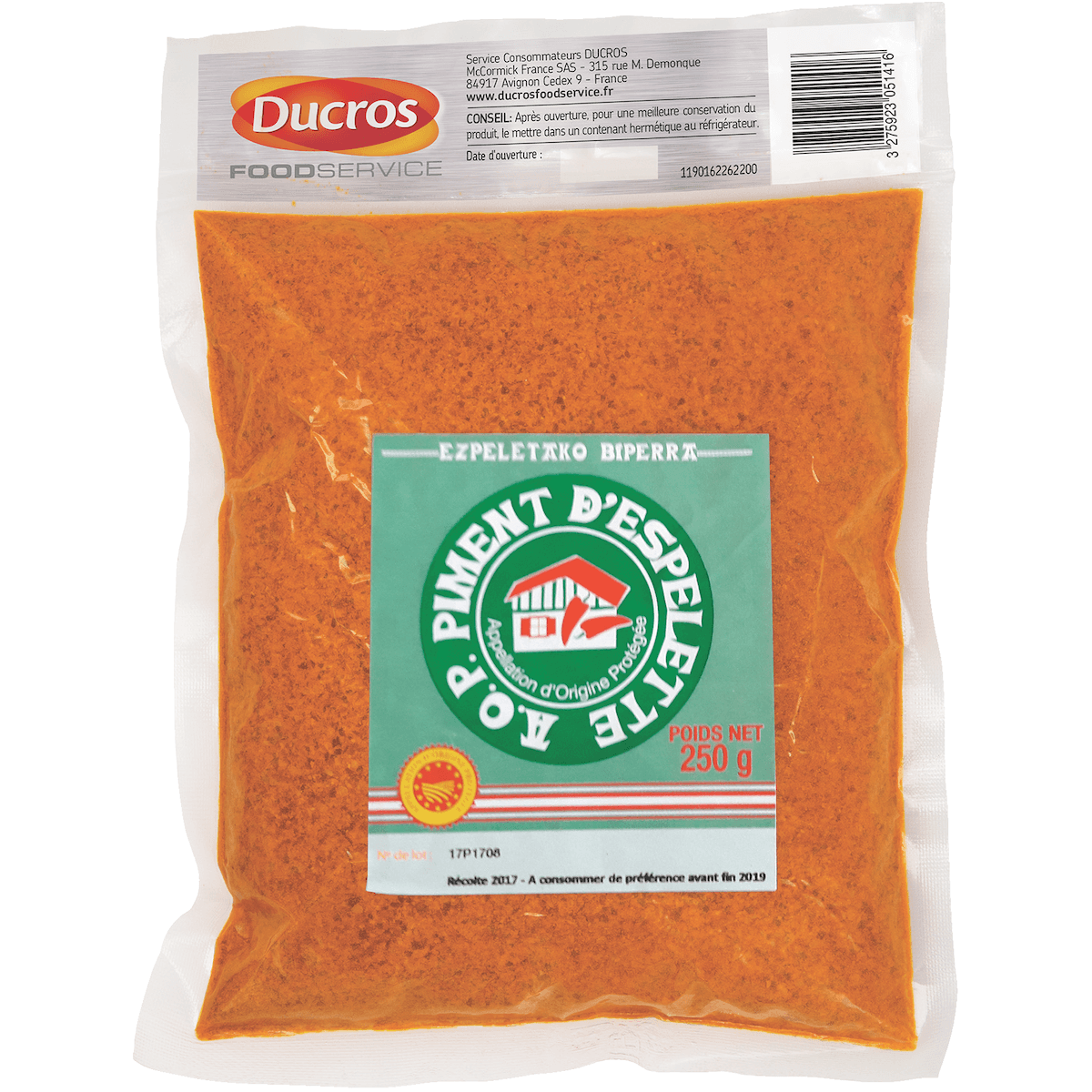 PIMENT D ESPELETTE AOP BOITE DUC DE 250G