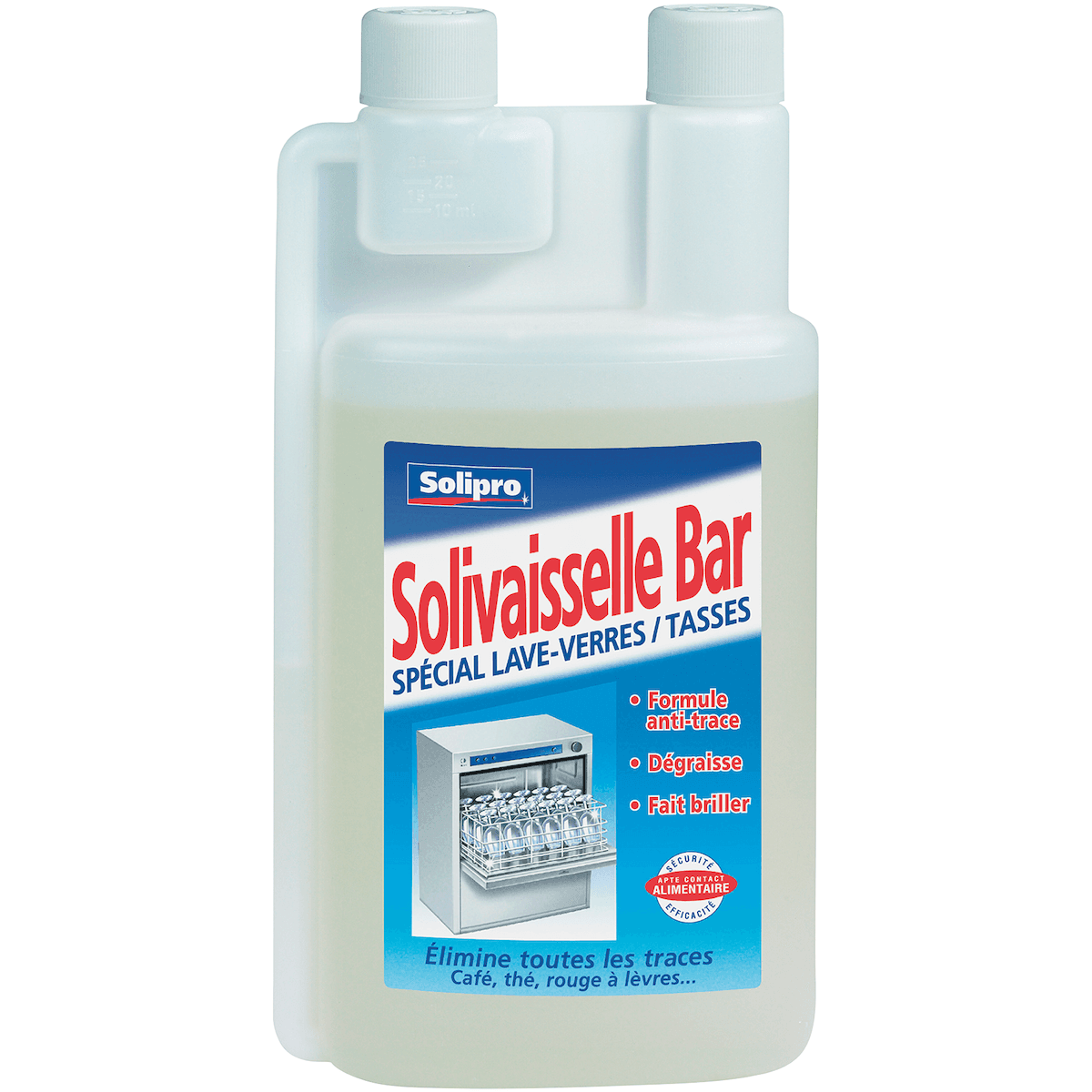 DÉTERGENT LIQUIDE LAVE VERRES SOLIVAISSELLE BAR - SOLIPRO - FLACON DE 1L