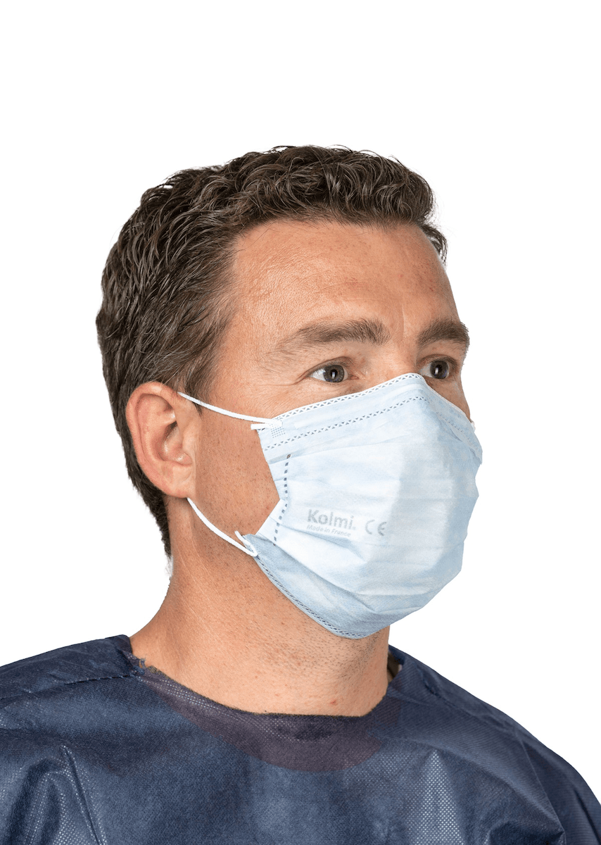 MASQUE MÉDICAL OP-AIR À ÉLASTIQUES + SPLASH RÉSISTANCE EN 14683 TYPE IIR -  BLEU