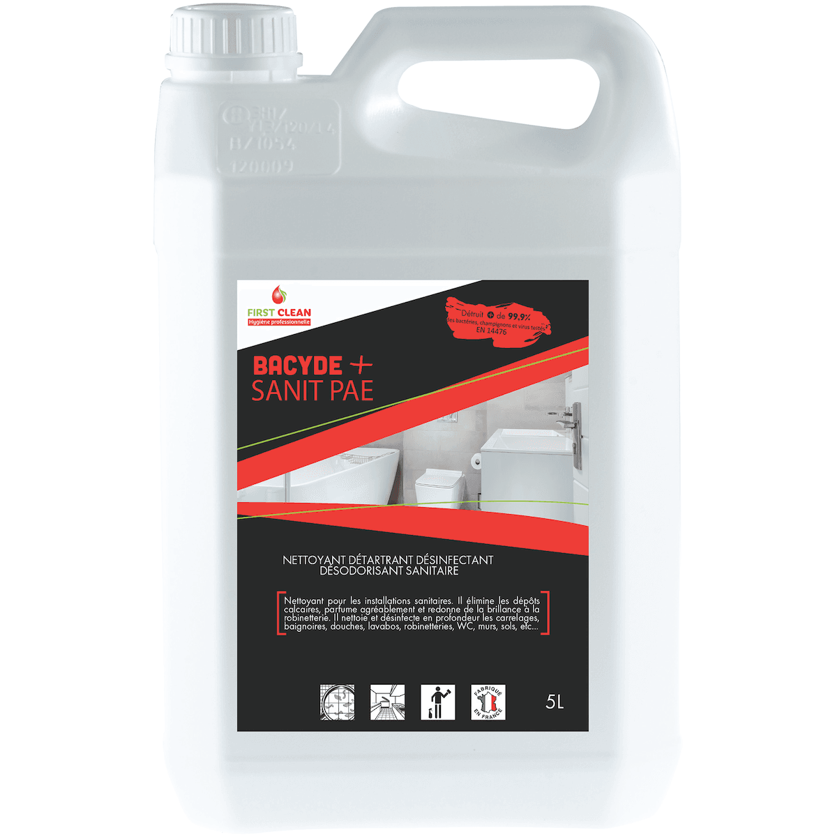 BACYDE + SANITAIRE PAE  - BIDON 5L  (VIRUCIDE, ACTIF CORONAVIRUS)