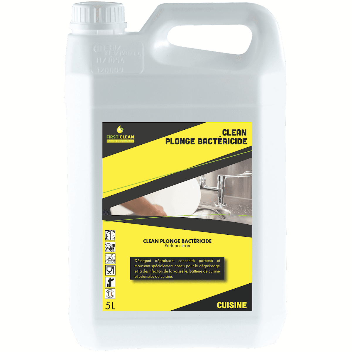 CLEAN PLONGE BACTERICIDE - LIQUIDE VAISSELLE DESINFECTANT - B 5 L