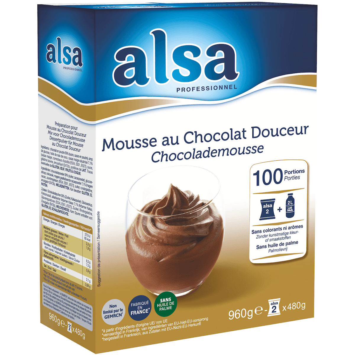 MOUSSE AU CHOCOLAT DOUCEUR ETUI DE 960G 100 PORTIONS
