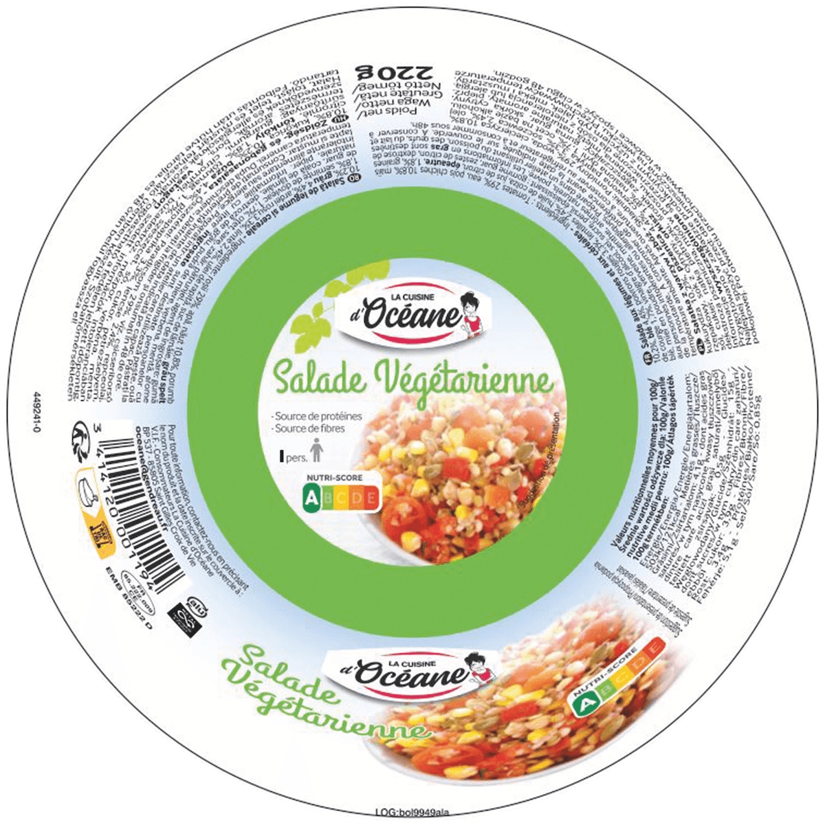 SALADE VEGETARIENNE - BOL METAL AVEC EASYPEEL DE 220G