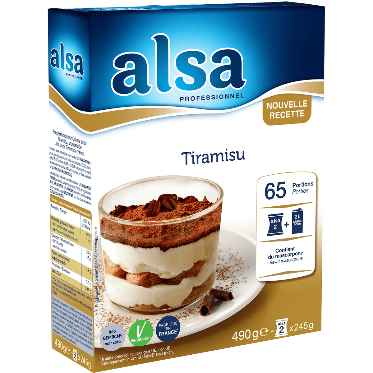 CREME POUR TIRAMISU ETUI DE 490G  65 PORTIONS