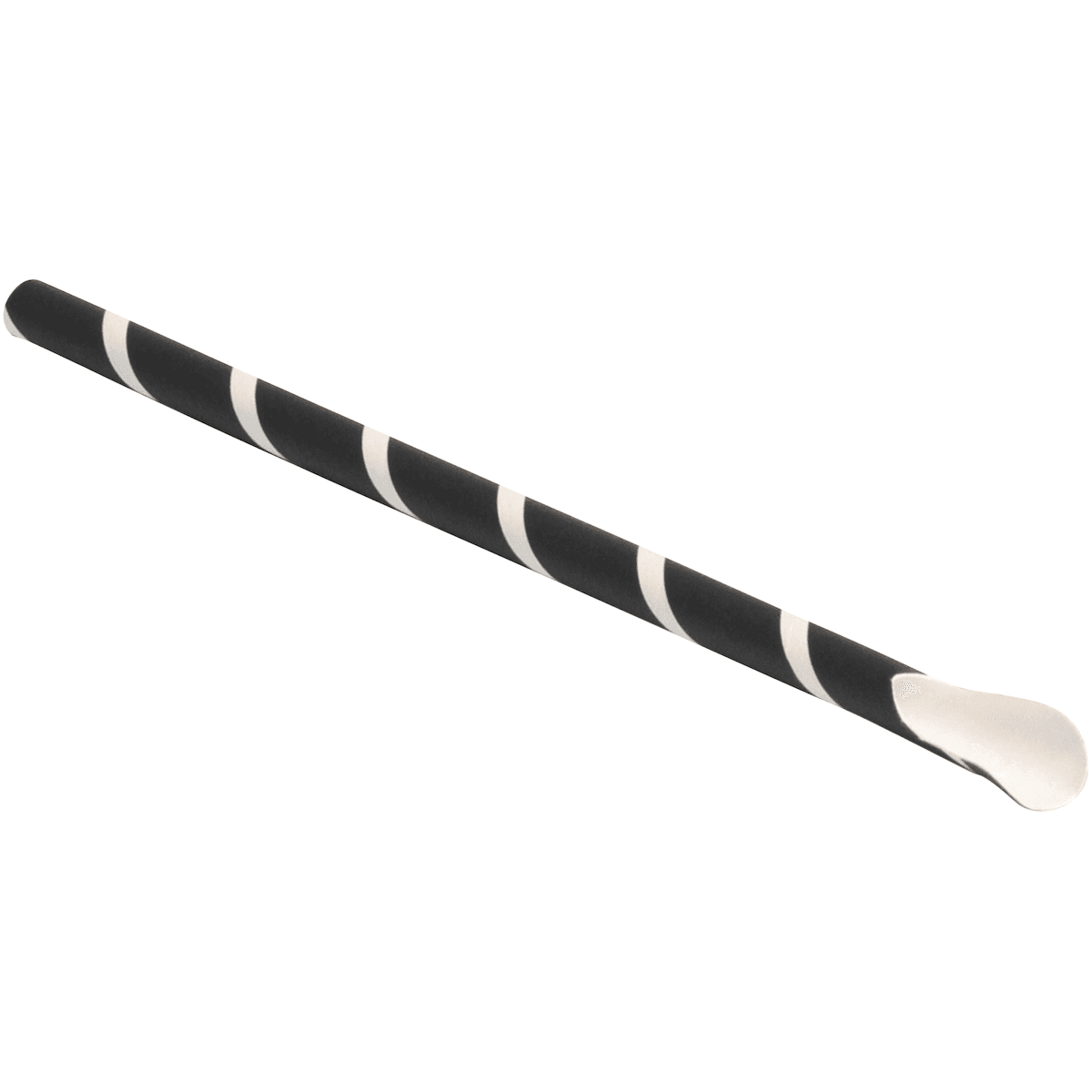 PAILLE PAPIER CUILLIERE NOIRE RAYÉ BLANC 200XØ8MM - 28X125 P/C