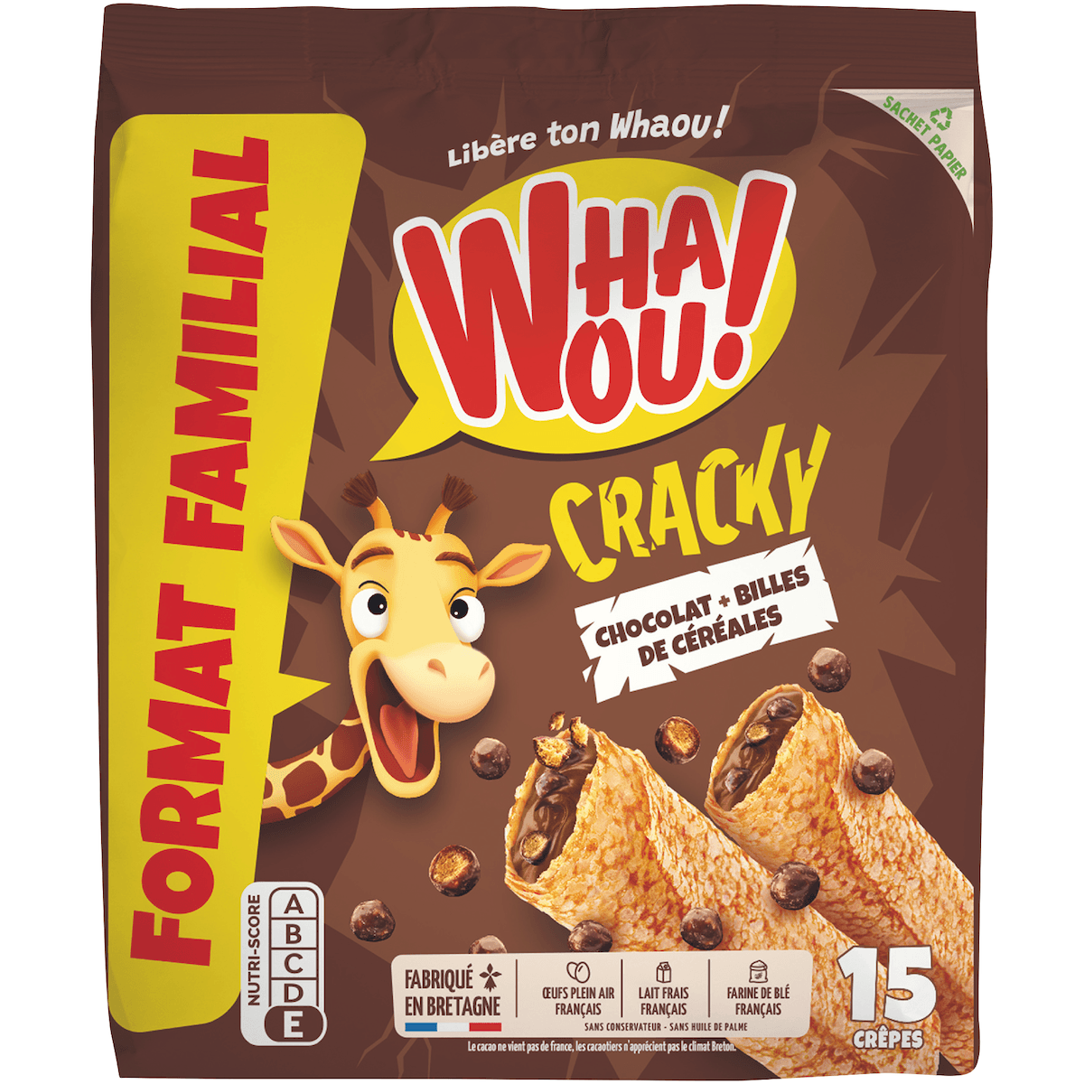 CREPE CHOCOLAT CRACKY INDIVIDUELLE DE 32G - SACHET DE 15