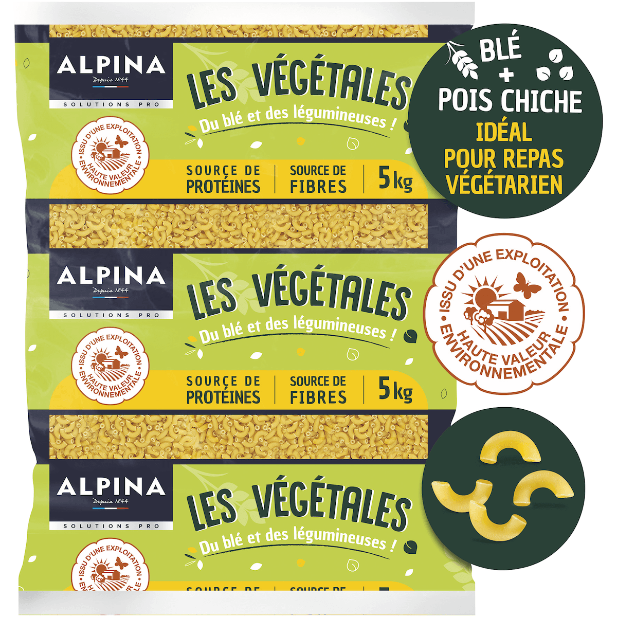 COQUILLETTES BLE POIS CHICHE HVE - 5KG