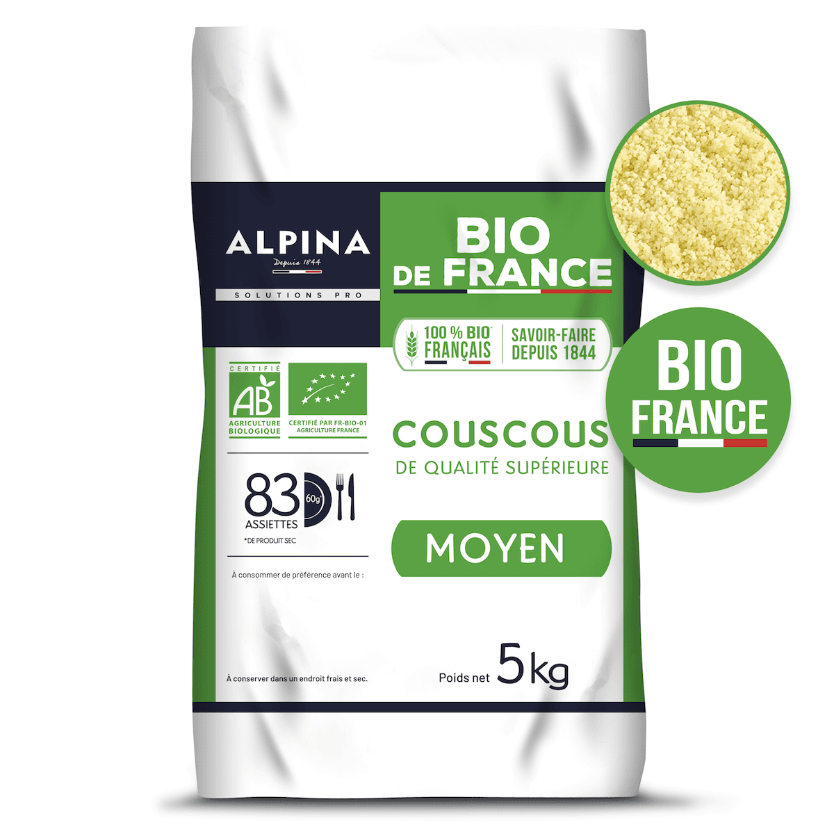 COUSCOUS MOYEN BIO FRANCE - SAC 5 KG