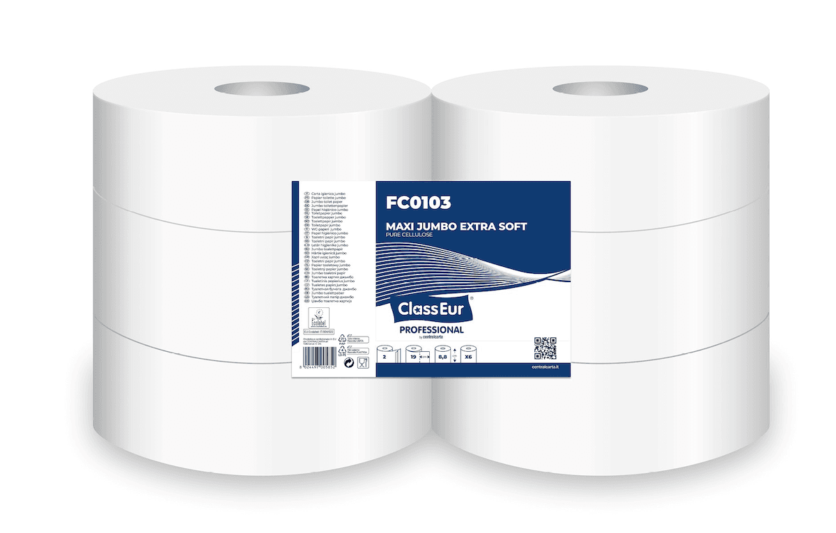 ROULEAU PAPIER TOILETTE 2 PLIS BLANC GAUFRÉ 1050 FORMATS MAXI JUMBO X6
