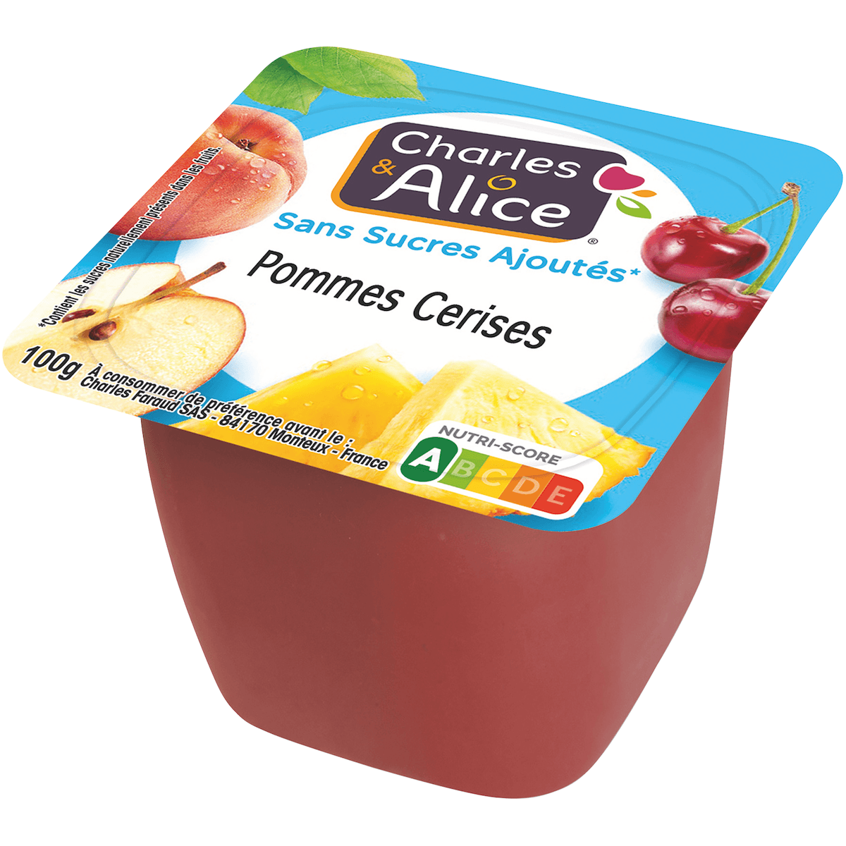 PUREE POMMES CERISES SSA - COUPELLE PLASTIQUE DE 100 G