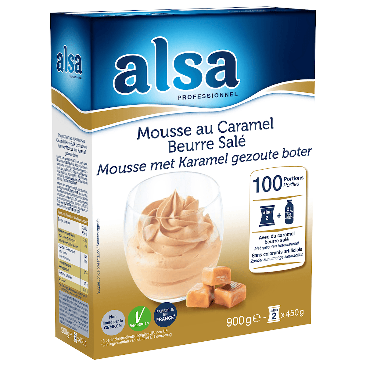 MOUSSE AU CARAMEL BEURRE SALE - ETUI 900G - 100 PORTIONS