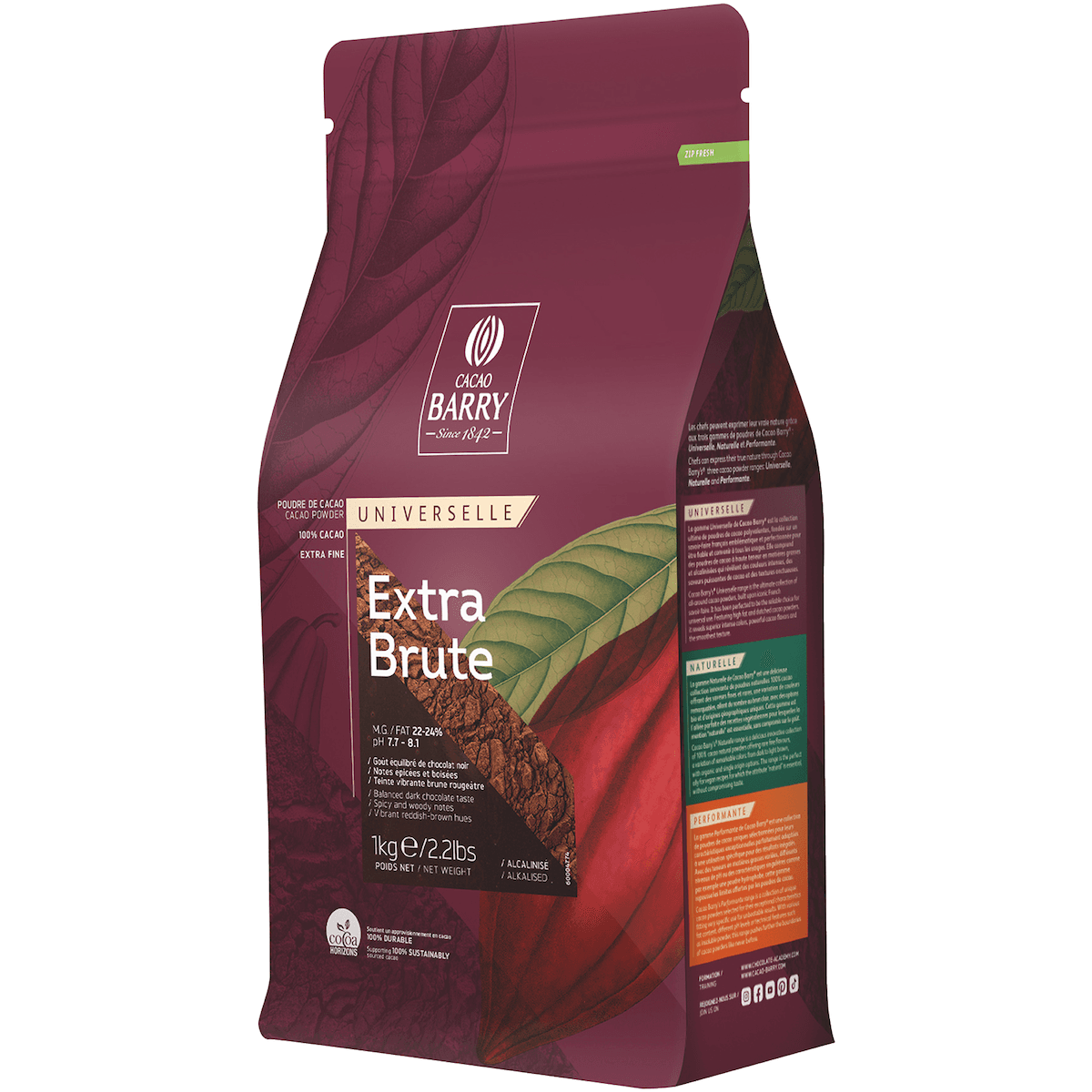 EXTRA-BRUTE (CACAO POUDRE) ROUGE INTENSE ET LUMINEUSE SAC 1KG