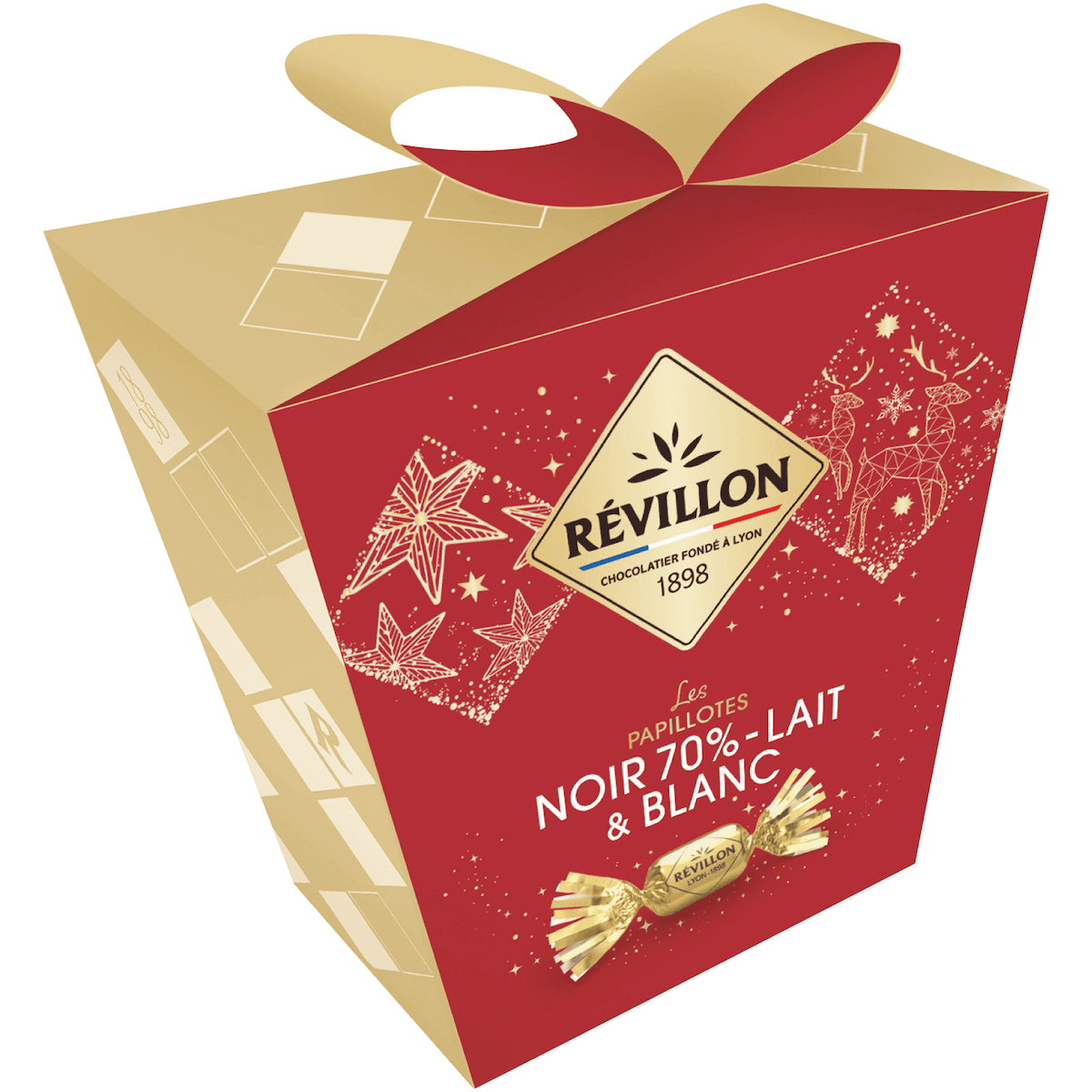 POCHETTE CADEAU NOIR 70 %, LAIT BLANC  SACHET 300 G