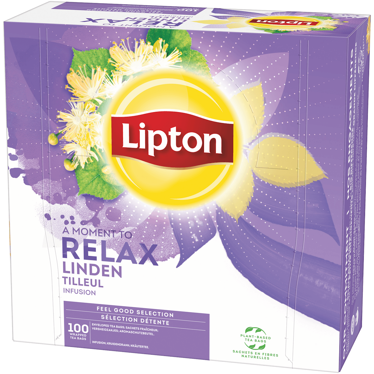LIPTON FEEL GOOD SELECTION INFUSION TILLEUL BOITE 100 SACHETS FRAICHEUR