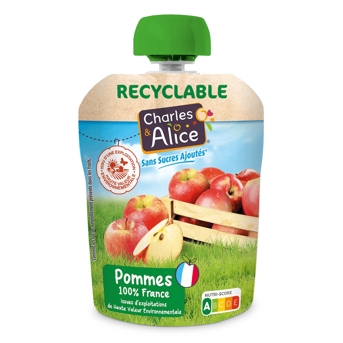 COMPOTE DE POMME HVE SSA - 100% FRANCE - 72 GOURDES DE 90 G