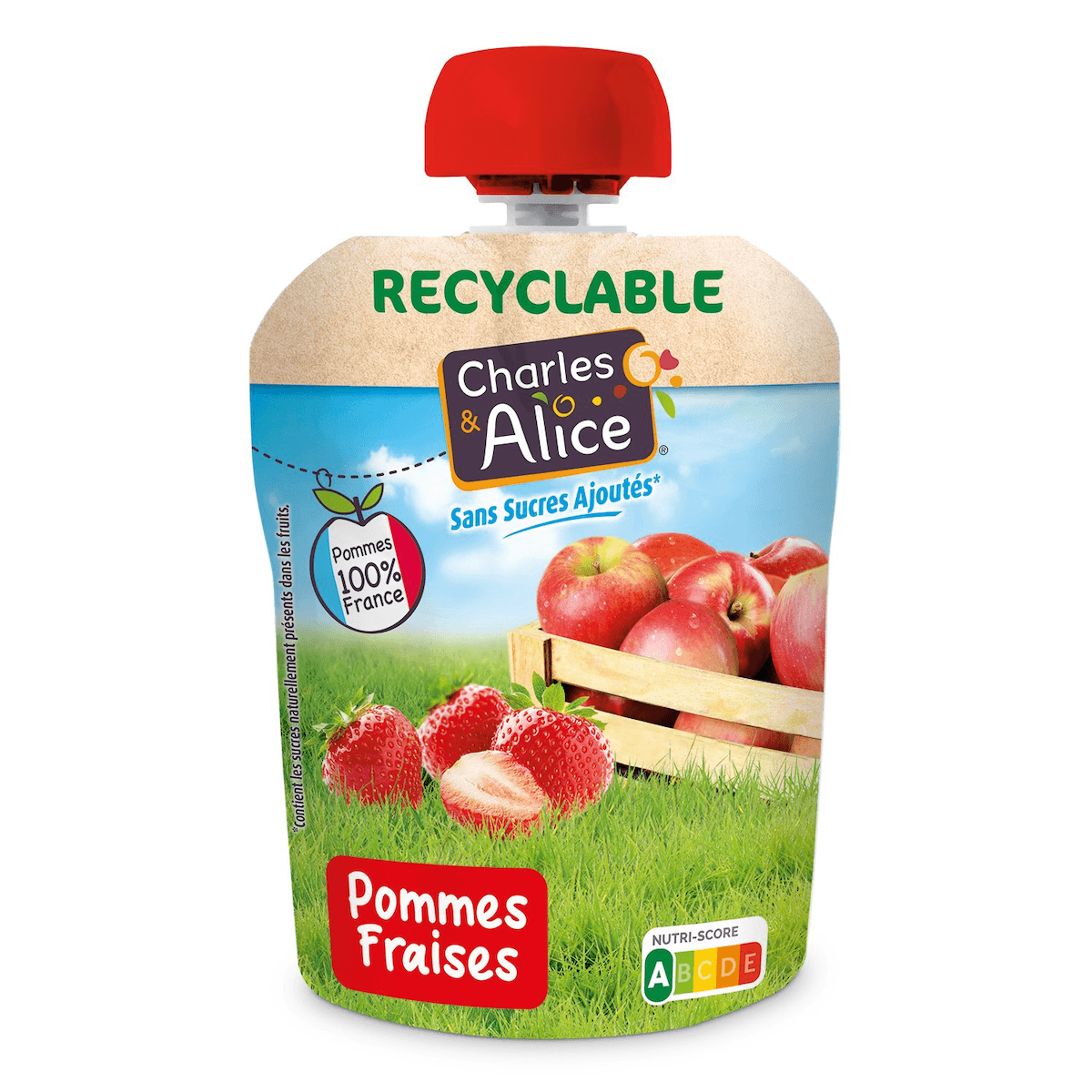 COMPOTE DE POMME FRAISE SSA - 100% FRANCE - 72 GOURDES DE 90 G