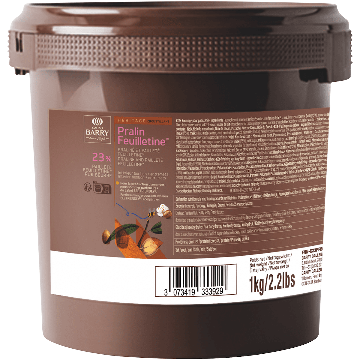 PRALIN FEUILLETINE (MELANGE PRALINE+FEUILLETINE+CHOCOLAT AU LAIT) SEAU 1KG