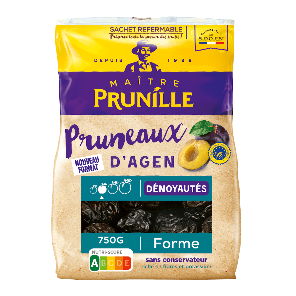 PRUNEAUX D'AGEN GEANT 33/44 DENOYAUTE SC 35% - 750G