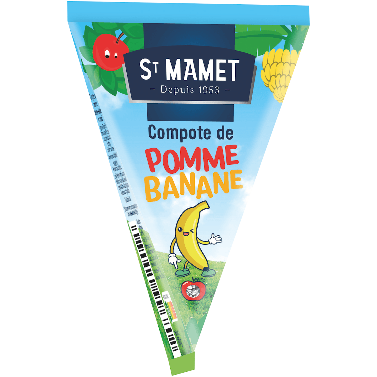 COMPOTE LES BERLINGOS' POMME-BANANE ALLEGEE EN SUCRES 100G