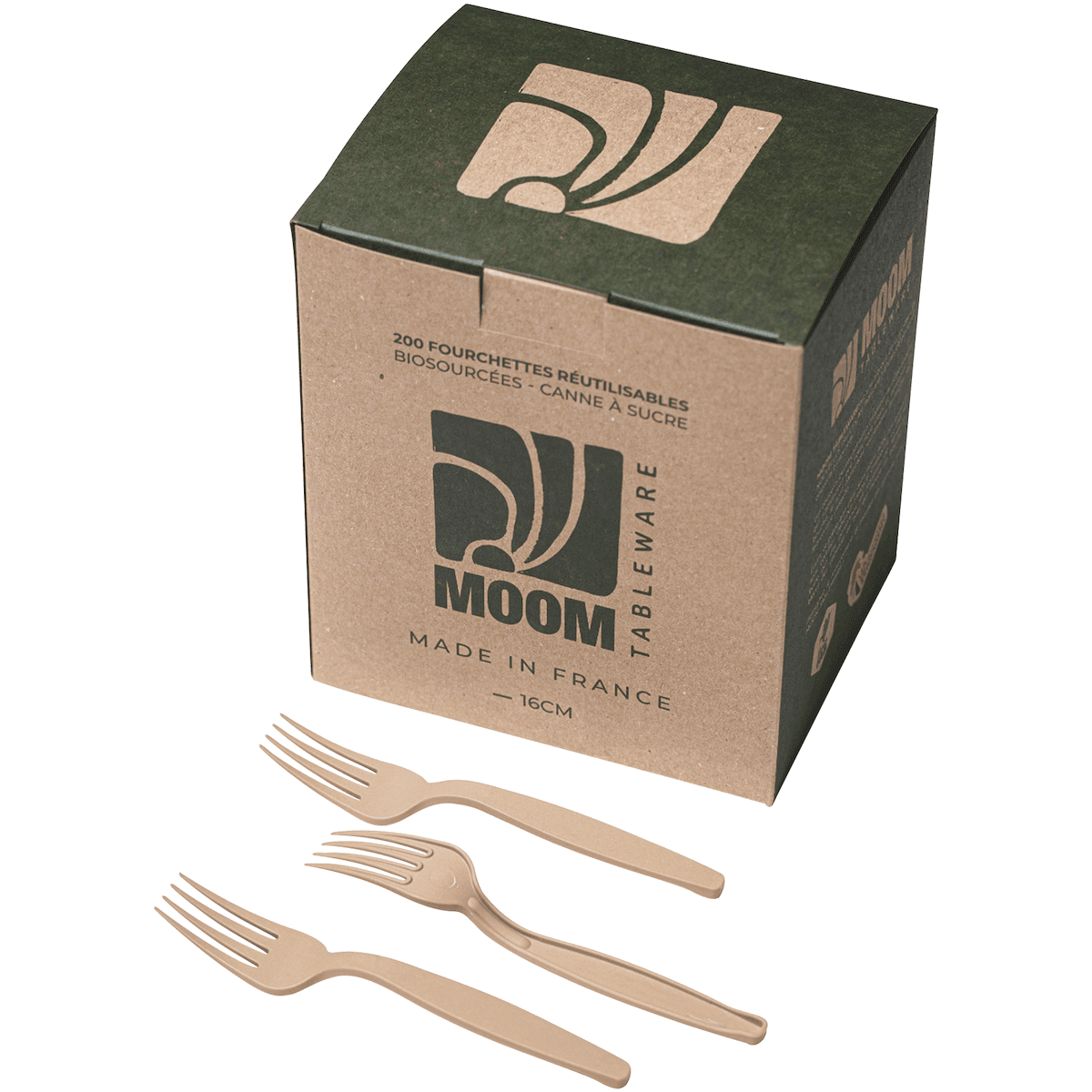 FOURCHETTE 16CMS RÉUTILISABLE BIOSOURCÉE CANNE À SUCRE - BOITE DE 200