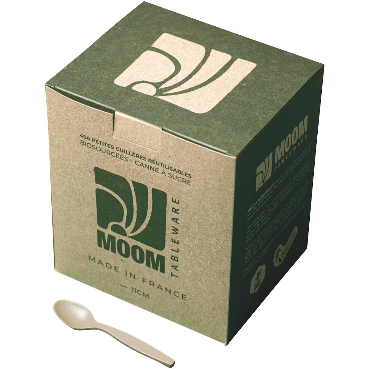 PETITE CUILLÈRE 11CMS RÉUTILISABLE BIOSOURCÉE CANNE À SUCRE - BOITE DE 400