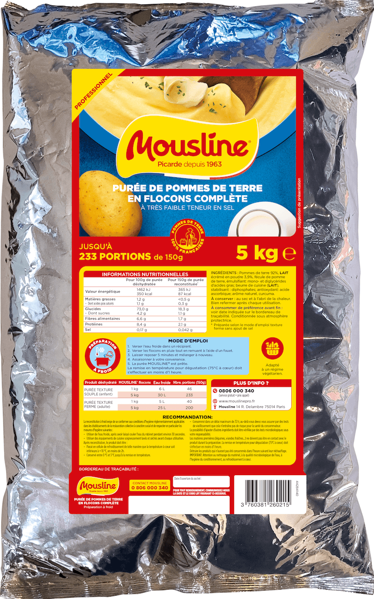 MOUSLINE PUREE FLOCONS COMPLETE TFTS BEURRE SAC:5KG 150-175P