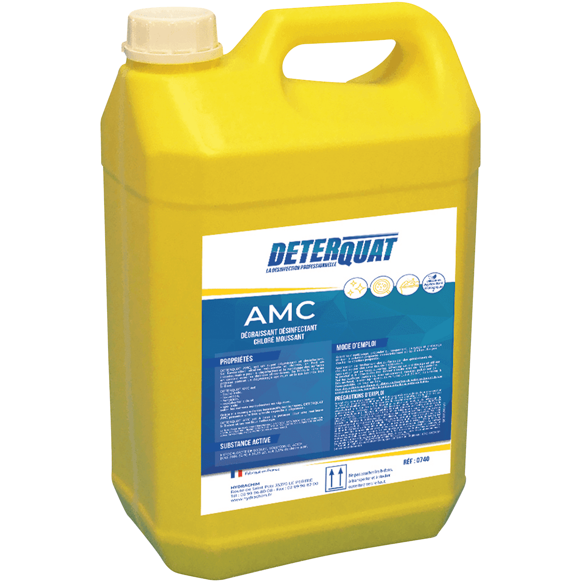 DETERQUAT AMC DEGRAISSANT 0740 DESINFECTANT CHLORE 5 L