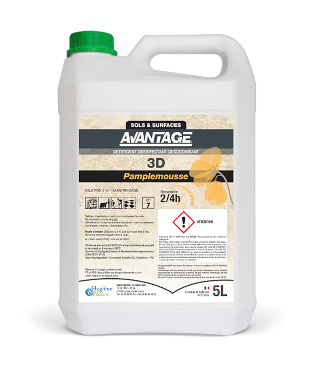 DÉTERGENT 3D AVANTAGE PAMPLEMOUSSE - BIDON DE 5L