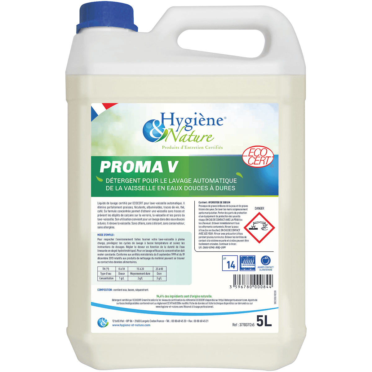 DÉTERGENT LIQUIDE LAVE VAISSELLE PROMA V- 5L
