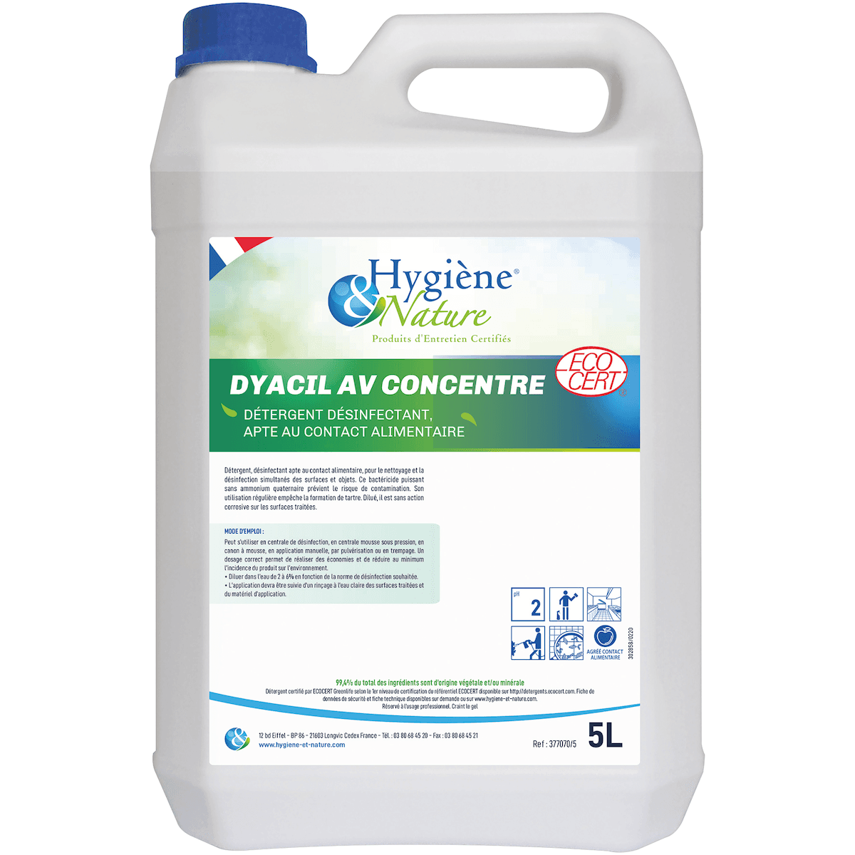DÉTERGENT DÉSINFECTANT DYACIL AV CONCENTRÉ - CARTON DE 2X5L