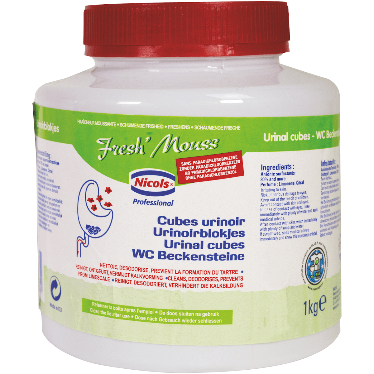 CUBES URINOIR DÉSODORISANT ANTI-TARTRE FRESH'MOUSS - BOITE DE 1KG