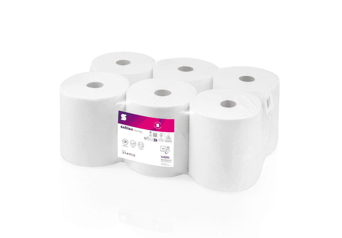 WEPA BOBINE D'ESSUYAGE DÉVIDAGE CENTRAL PRESTIGE BLANC BRILLANT 90M