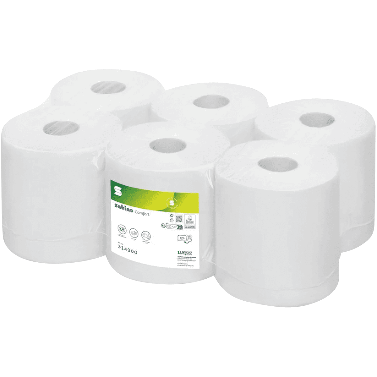 WEPA BOBINE D'ESSUYAGE DÉVIDAGE CENTRAL COMFORT BLANC BRILLANT 90M