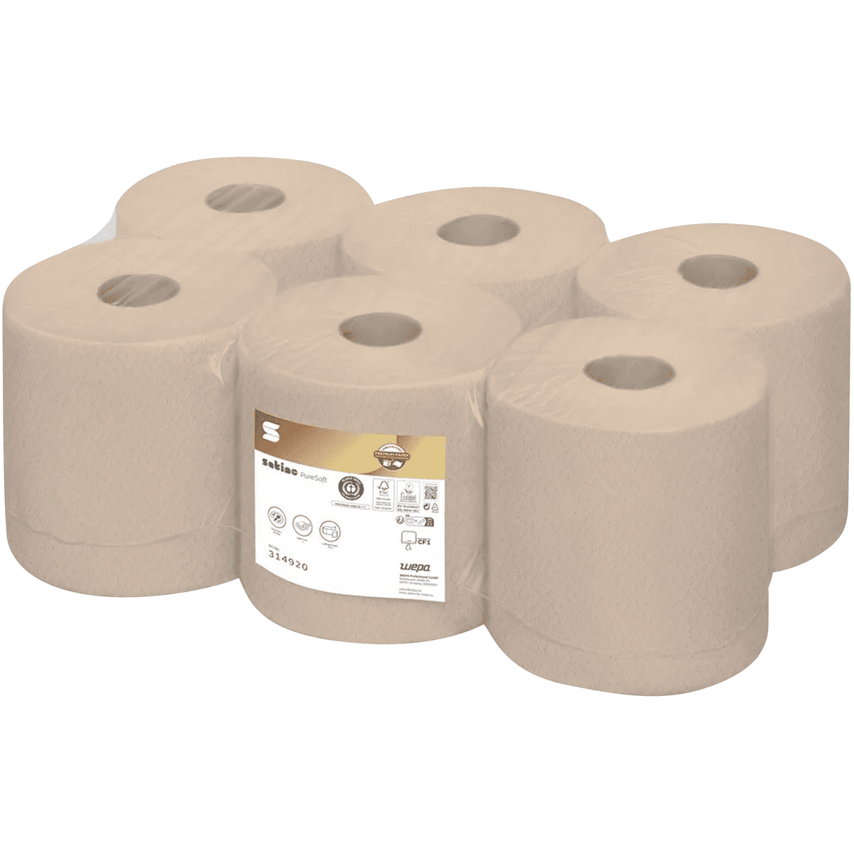 WEPA BOBINE D'ESSUYAGE DÉVIDAGE CENTRAL PURESOFT BEIGE 90M
